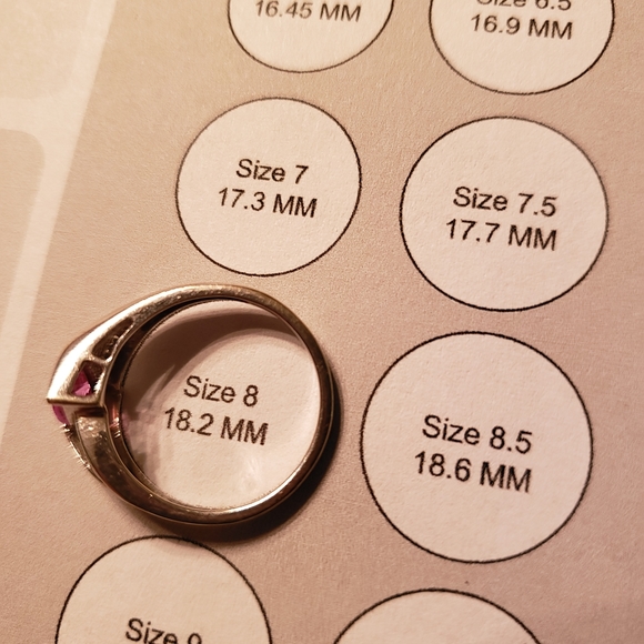 COPY - Pink Sapphire Princess cut 10k Silver ring with Diamonds - Picture 5 of 9